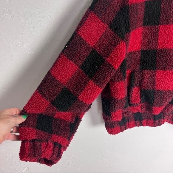 Plaid jacket fuzzy sherpa coat - Picture 4 of 13